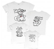 Заботливый Папа, Безумная Мамочка, Папин Котенок, Любимец Мамы - комплект футболок для всей семьи