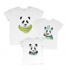 Комплект семейных футболок Панды