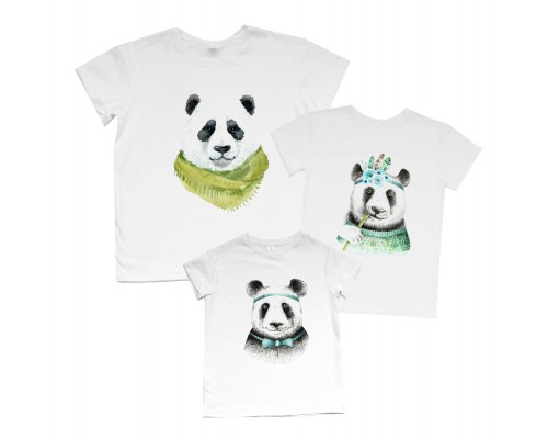 Комплект семейных футболок Панды купить в интернет магазине