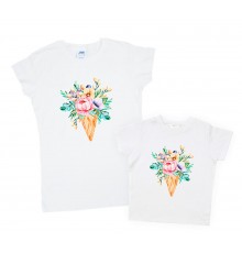 Комплект футболок для мами та доньки "Квіткове морозиво"
