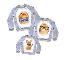 Комплект 2-х цветных свитшотов family look кролики
