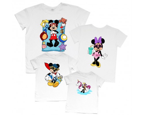 Комплект футболок family look Міккі Мауси на морі купити в інтернет магазині