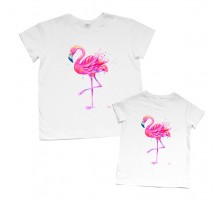Футболки для мамы и дочки "Розовые фламинго"