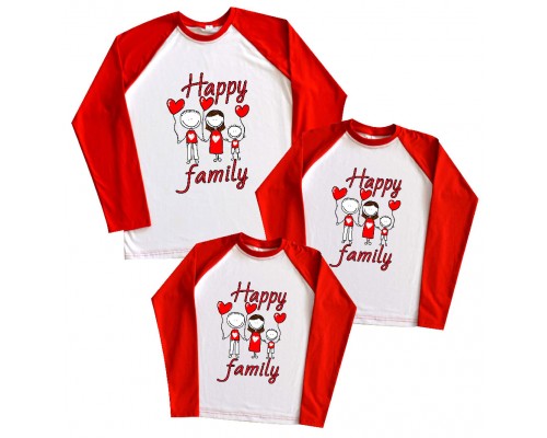 Комплект 2-х кольорових регланів family look Happy family купити в інтернет магазині