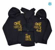 Комплект утеплених худі для всієї родини "OneDerful Dad, Mom"