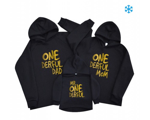 Комплект утеплених худі для всієї родини OneDerful Dad, Mom купити в інтернет магазині