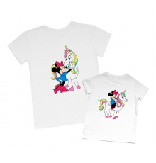 Комплект футболок для мамы и дочки "Минни Маус с единорогом"