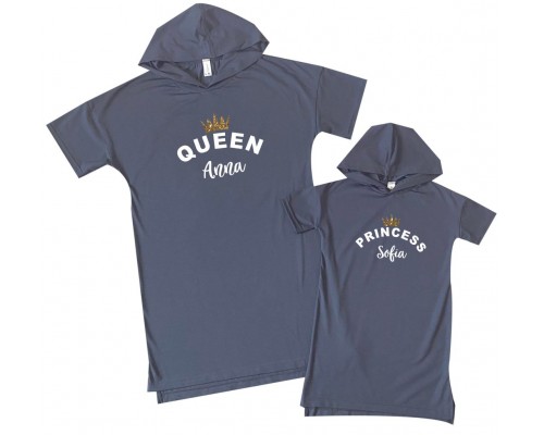 Queen, Princess именные - платья с капюшоном для мамы и дочки купить в интернет магазине