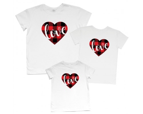Сердце Love - семейный комплект футболок купить в интернет магазине