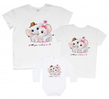 Семья слоников - комплект семейных футболок family look