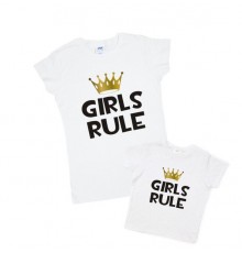 Одинаковые футболки для мамы и дочки "Girls rule"