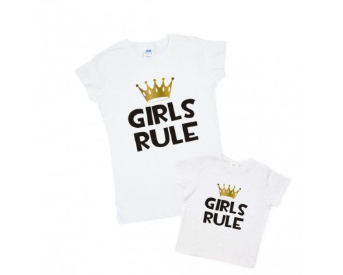 Одинаковые футболки для мамы и дочки Girls rule купить в интернет магазине