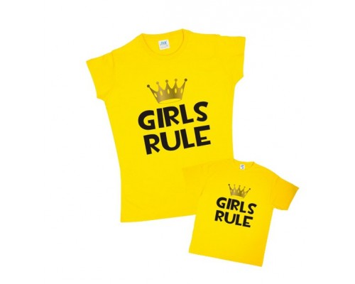 Однакові футболки для мами та доньки Girls rule купити в інтернет магазині