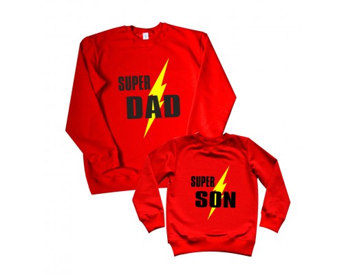 Super dad, Super son - комплект свитшотов для папы и сына купить в интернет магазине