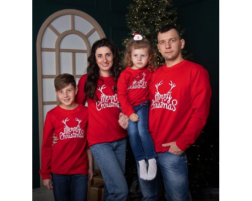 Комплект сімейних світшотів з написом Щасливий татко, Щаслива мама купити в інтернет магазині