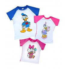 Комплект 2-х кольорових футболок з качками мама, тато, донька