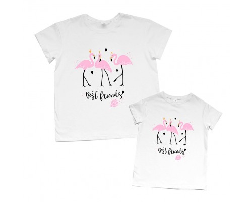 Набор футболок для мамы и дочки Best friends фламинго купить в интернет магазине