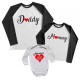 Комплект 2-х цветных регланов с боди для всей семьи Daddy, Mommy, Sweet heart купить в интернет магазине