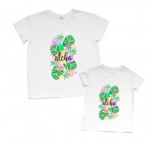 Одинаковые футболки для мамы и дочки "Aloha"