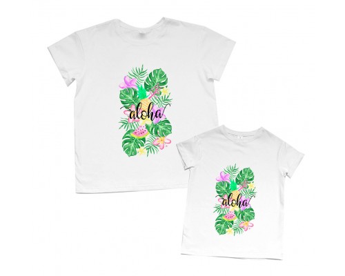 Однакові футболки для мами та доньки Aloha купити в інтернет магазині