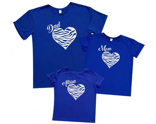 Серця - комплект сімейних футболок family look купити в інтернет магазині