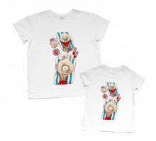 На пляже - комплект футболок для мамы и дочки