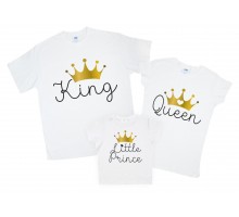 Комплект сімейних футболок family look "King, Queen, Little Prince/Princess"