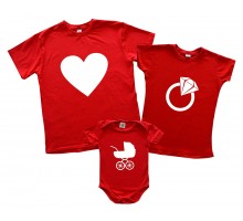 Комплект сімейних футболок family look "Серце"