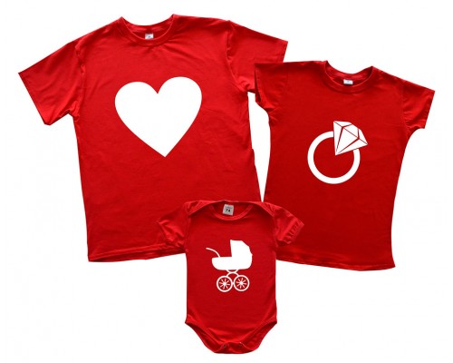 Комплект сімейних футболок family look Серце купити в інтернет магазині