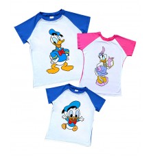 Комплект 2-х кольорових футболок з качками мама, тато, син