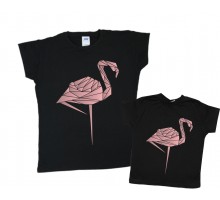 Комплект футболок для мамы и дочки "Фламинго"