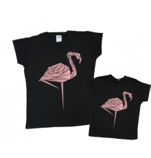 Комплект футболок для мамы и дочки "Фламинго"