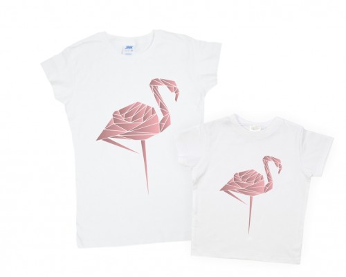 Комплект футболок для мамы и дочки Фламинго купить в интернет магазине