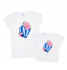 Комплект футболок для мамы и дочки "Воздушный шар"