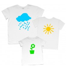 Хмарка, Сонце, Квіточка - футболки з принтом для сім'ї