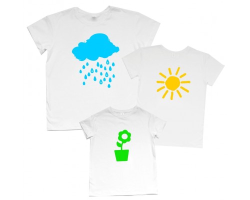 Тучка, Солце, Цветочек - футболки с принтом для семьи купить в интернет магазине