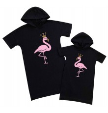 Одинаковые платья для мамы и дочки "Фламинго в короне"