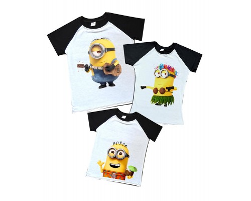 Комплект 2-х кольорових футболок з міньйонами купити в інтернет магазині