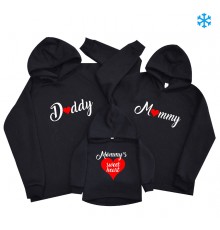 Комплект сімейних худі для всієї родини "Daddy, Mommy, Sweet heart"