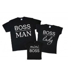 Комплект футболок для всей семьи с надписями "BOSS"