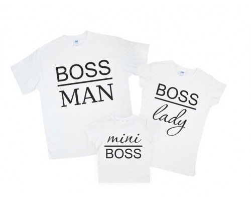 Комплект футболок для всієї родини з написами BOSS купити в інтернет магазині