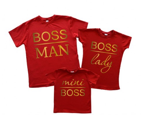 Комплект футболок для всей семьи с надписями BOSS купить в интернет магазине