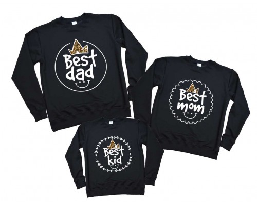 Комплект свитшотов family look для всей семьи Best dad, Best mom, Best kid купить в интернет магазине