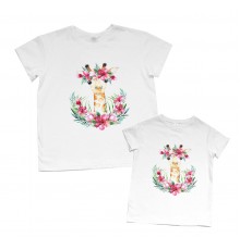 Комплект футболок для мамы и дочки "Жирафы"