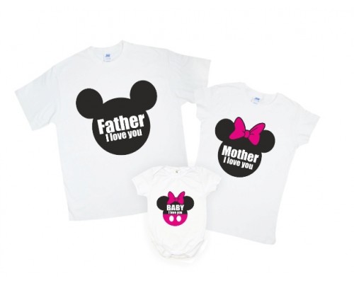 Футболки с принтом для всей семьи Father Mother Baby Микки Маусы купить в интернет магазине