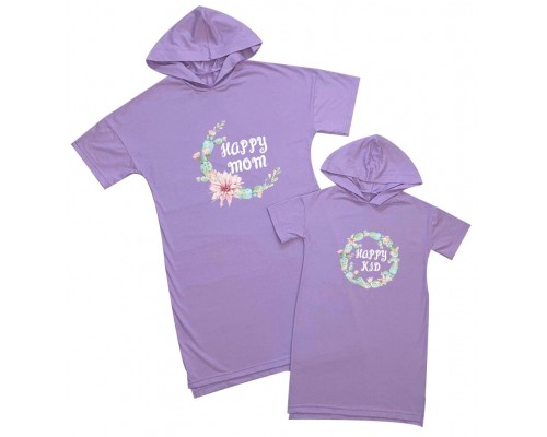 Happy mom, kid с кактусами - платья с капюшоном для мамы и дочки купить в интернет магазине