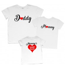 Daddy, Mommy, Sweet heart - футболки для всей семьи family look