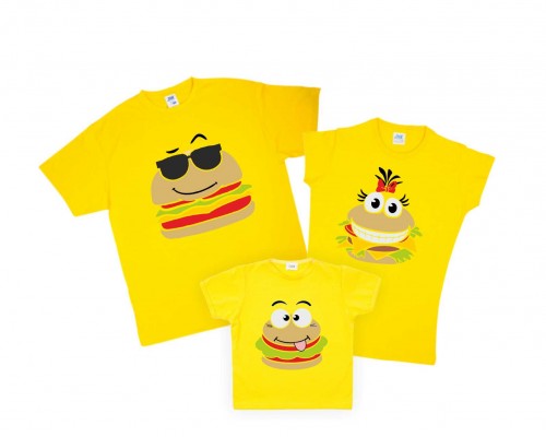Комплект футболок для всієї родини Гамбургери купити в інтернет магазині