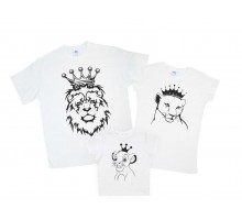 Комплект семейных футболок family look "Львы в коронах"