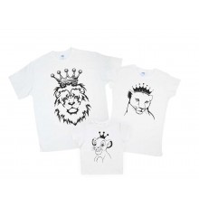 Комплект семейных футболок family look "Львы в коронах"
